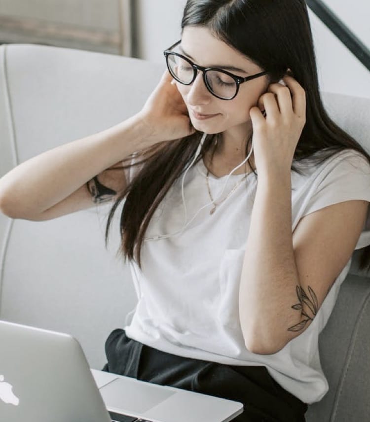 woman listening to music